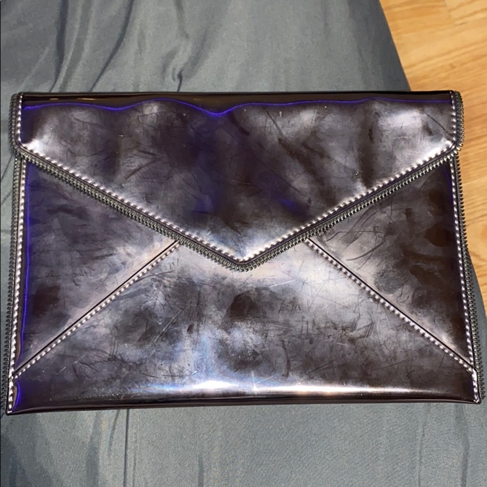 CHROME REBECCA MINKOFF ENVELOPE CLUTCH